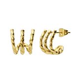 Lucardi Dames Stalen goldplated dubbele oorbellen gedraaid