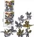 Trifox Dino-rookmachines, argent et or, 8 pièces
