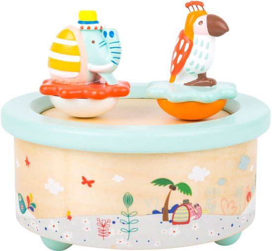 Small Foot Houten Muziekdoos Papegaai en Olifant - Educatief spel - Hout - Multi kleuren