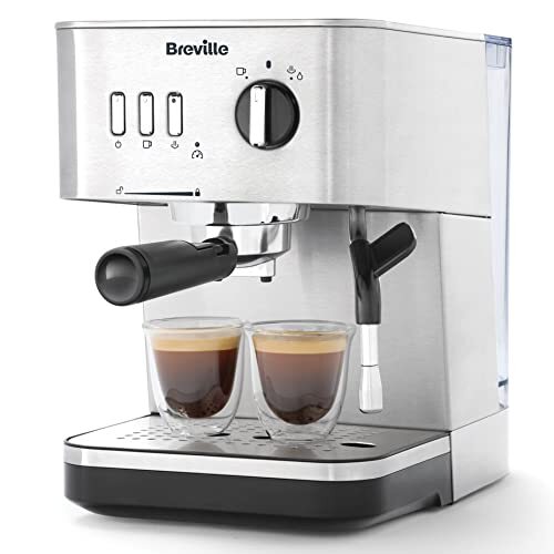 Breville Bijou VCF149X Espressomachine, automatische en handmatige volautomaat voor espresso, cappuccino en melkkoffie | pomp met 15 bar | stoomsproeier | zilver