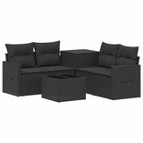 vidaXL Bankstel Zwart Poly Rattan en Staal