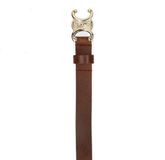 Manfield - Dames - Bruine leren dames riem - Maat 105