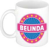 Bellatio Decorations - Belinda voornaam - koffiemok - beker - wit/roze - 300 ml
