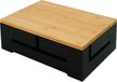 Relaxdays kabelbox voor kabelmanagement, bamboe, 11x32x22 cm, zwart