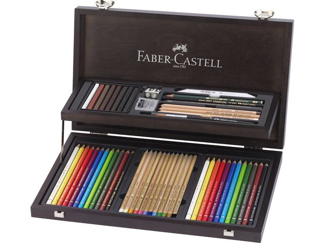 Faber-Castell 110084 Kleurpotloden - Mahonie Houten Doos - 53 Stuks