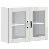 vidaXL Keukenbovenkast met glazen deur Lucca bewerkt hout hoogglans wit