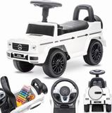 Sun Baby Mercedes G Klasse Kindervoertuig, loopauto met Claxon, ride on, babyauto, loopstoeltje met claxon en motorgeluiden, max 25 kg (Wit)