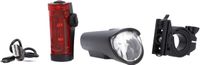 FISCHER Fiets LED Batterij Verlichting Set Kleine Box Spatwaterdicht, Oplaadbaar, Eenvoudige Montage Zwart, 1 stuk