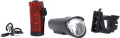 FISCHER Fiets LED Batterij Verlichting Set Kleine Box Spatwaterdicht, Oplaadbaar, Eenvoudige Montage Zwart, 1 stuk