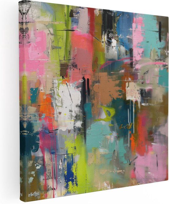 Artaza Canvas Schilderij Abstract Kunstwerk 50x50 - Multikleur