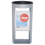 OFITURIA® Staande asbak voor buiten met metalen plaat, kleur zilver, afneembaar, geschikt voor gebruik met zand