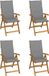 vidaXL Set de 4 chaises pliantes réglables avec coussins, en bois d'acacia massif
