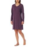 Uncover by Schiesser Dames Nachthemd met lange mouwen - 100% Katoen - Pruim