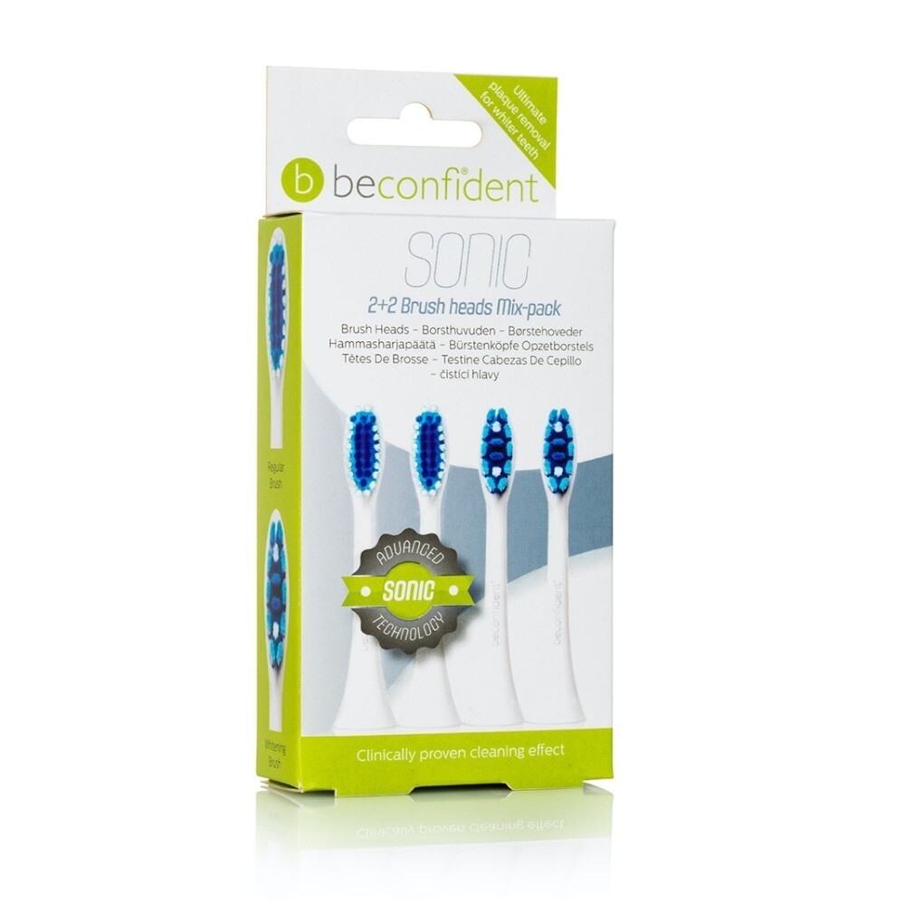 Beconfident® Beconfident Sonic Whitening & Regular Brush Heads White 2+2 Units