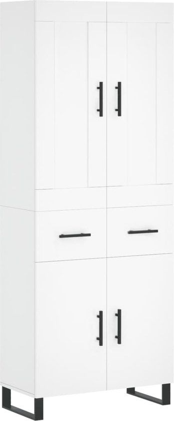 vidaXL Hoge kast 69,5x34x180 cm bewerkt hout wit