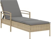 vidaXL Lit de jardin avec coussin 63x200x81 cm poly rotin beige
