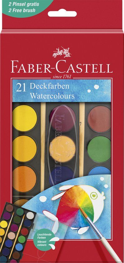 Faber-Castell Waterverfdoos - 21 kleuren + penseel