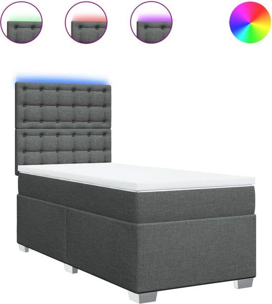 vidaXL Boxspring bed met matras stof donkergrijs 100x200 cm