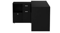 FMD Lex Bureau, omkeerbaar, met 4 open vakken + deur en lade, hout, zwart, 136 x 66,5 x 74 cm
