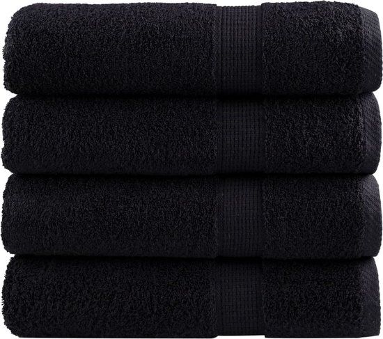 vidaXL Badhanddoeken SOLUND - 4 stuks - Zwart - 100x150 cm