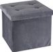 H&S Collection Pouf/hocker/krukje - opbergbox - donkergrijs - fluweel polyester - 38 x 38 cm