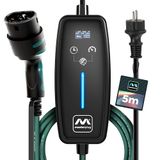 Masterplug Câble de recharge pour véhicules électriques et hybrides, 5 mètres, Mode 2, Prise Schuko UE vers chargeur de voiture Type 2, 3,6 kW, 16 A, EVCM221605G/EU
