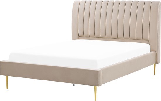 MARVILLE - Tweepersoonsbed - Beige - 140 x 200 cm - Fluweel