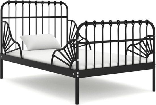 vidaXL Bedframe - Verlengbaar - Metaal - Zwart - 80x130/200 cm