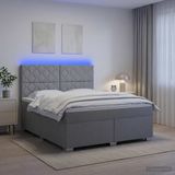 vidaXL Boxspringbed met matras, lichtgrijs, 160 x 200 cm, gestoffeerd