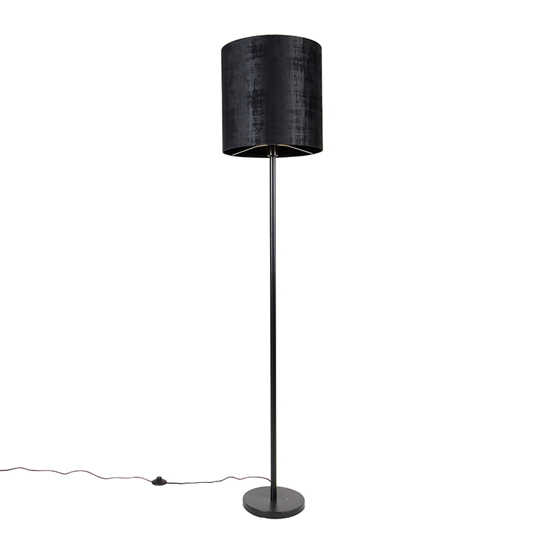 QAZQA Moderne vloerlamp zwart met kap zwart 40 cm - Simplo