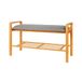 Wintem - Schoenenbank van bamboe met gevoerd kussen en plank van latten voor schoenen en accessoires, natuurlijk design, ruimtebesparend, eenvoudig te monteren en te reinigen