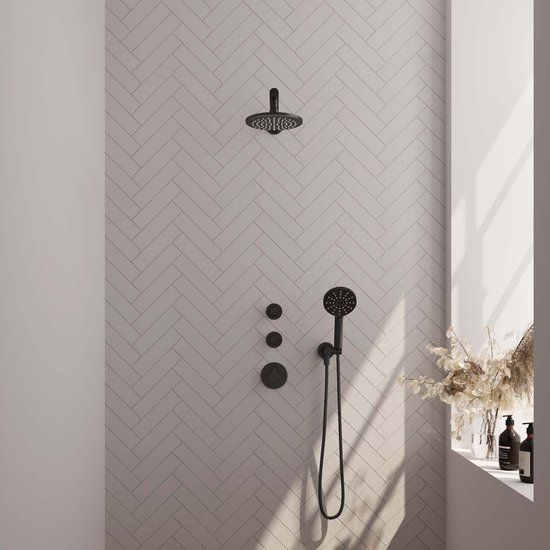 Brauer Saniclass Brauer Black Thermostatische Inbouwdoucheset - Mat Zwart