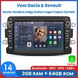Awesafe Autoradio - Encastrable sous plan pour Dacia Duster Sandero Lodgy Dokker Logan Renault Captur Symbol - Écran IPS de 7 pouces - Apple CarPlay & Android Auto sans fil - RAM 2 Go + ROM 64 Go - Navigation GPS Bluetooth WIFI - Écran radio - 2013 2014 2015 2016