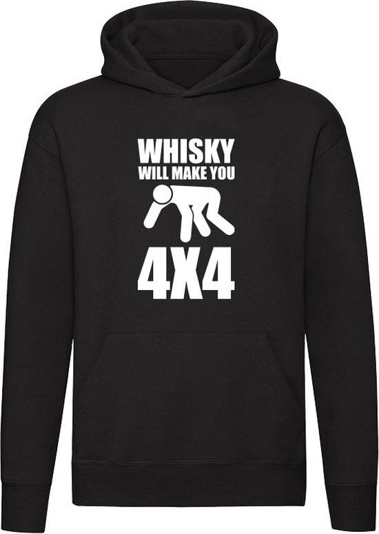 Whisky will make you 4x4 - Unisex Hoodie - Zwart - Katoen