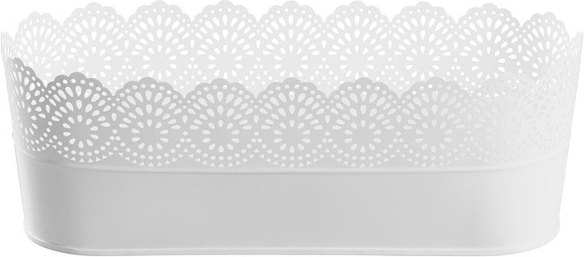 Livarno home Bloembak metaal Ovaal 38.5 x 14.5 x 14cm - wit