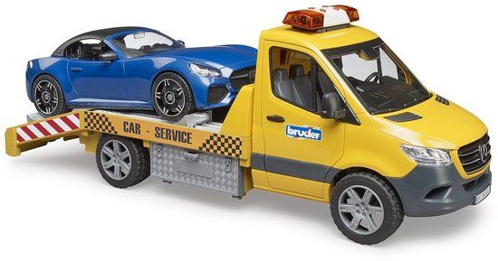 Bruder 02675 - MB Sprinter Autotransporter - Geel - 1:16 - Met geluid en verlichting