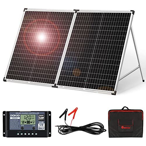 Dokio 100W draagbare opvouwbare zonnelader | Outdoor Travel | 10A-controller | Caravan Camper Camping Auto Boot Batterij opladen