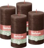 Bolsius - Rustieke Stompkaarsen - 4 Stuks - Bruin - 13cm