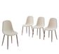 Birgit Stoelen 4 stuks stof gegolfd ecru poten donker hout