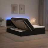 vidaXL LED-bed met opbergruimte en matras, zwart, 200 x 200 cm, fluweel