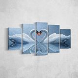 Homemania Muurfoto, zwaan, 5 dieren per woonkamer, meerkleurige onderdelen, van polyester, hout, 100 x 3 x 60 cm