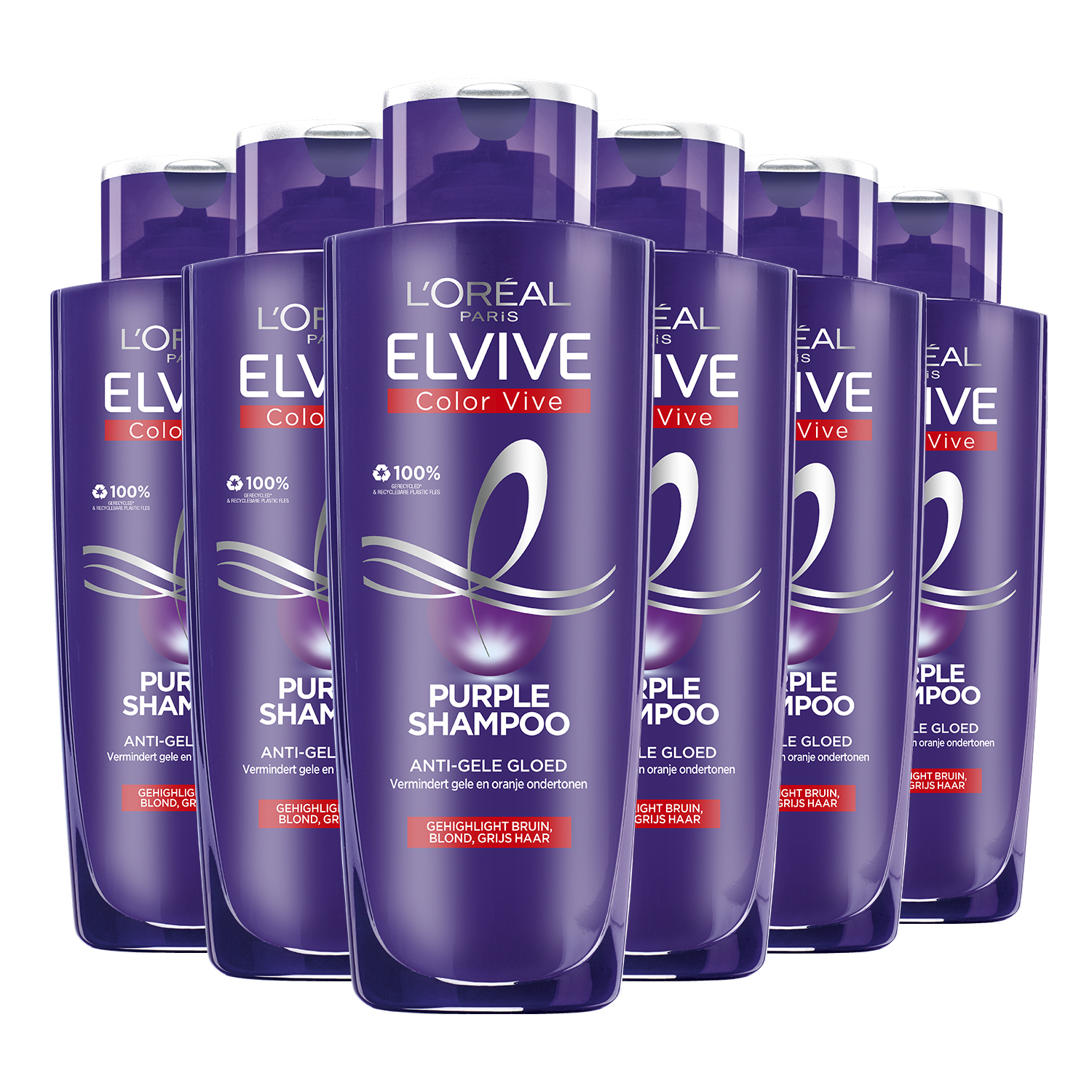 L'Oréal Color-Vive Elvive Color-Vive Purple Shampoo - 6 x 200 ml - Voordeelverpakking