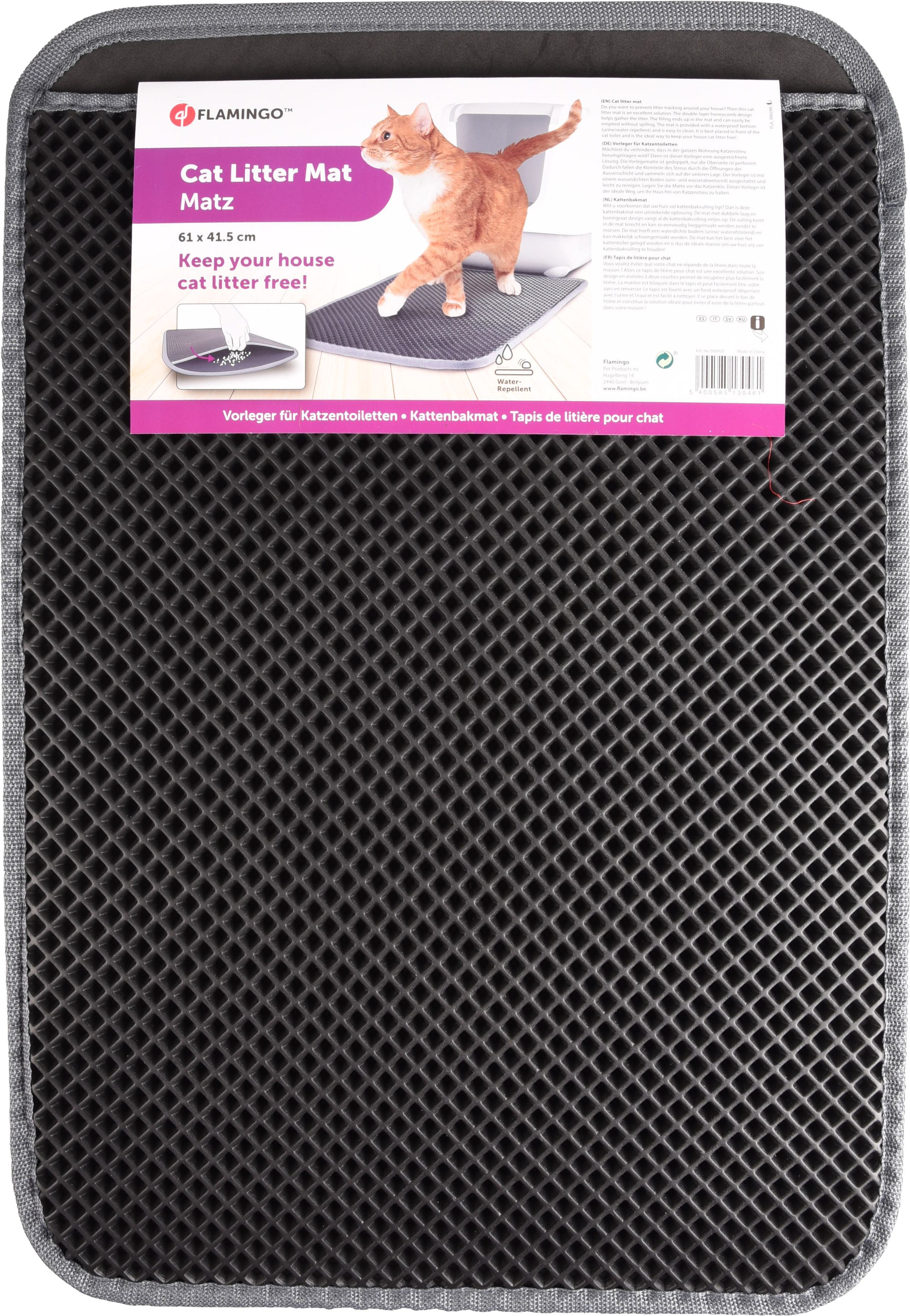 FLAMINGO Kattenbakmat Matz Zwart 61x41,5x1,3cm