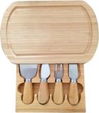 SnelShoppen - Set de planche à fromage écologique en bambou avec râpe, fourchette, couteau et plateau - Noir, Bambou, 30x16.5x3.5 cm