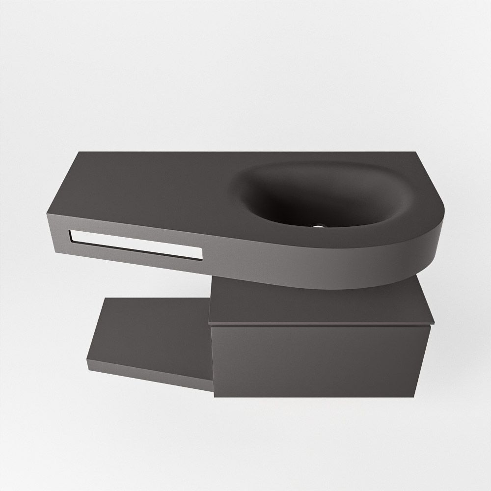 Mondiaz Riva Dulcet badkamermeubel rechts 100 dark grey