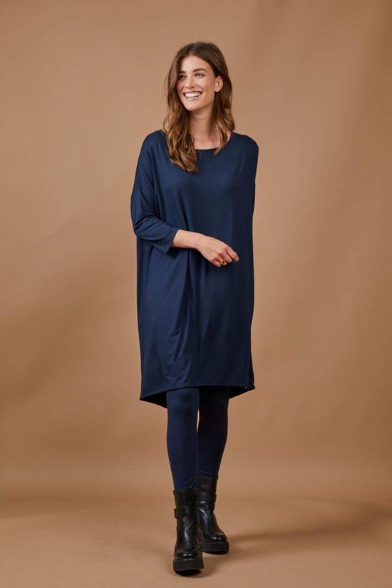 DIDI Dames Easy loose dress - donkerblauw maat 42