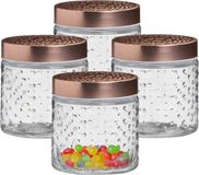 Urban Living Voorraadpot/bewaarpot Blair - 4x - 500 ml - glas - koperen deksel