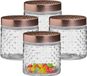 Urban Living Voorraadpot/bewaarpot Blair - 4x - 500 ml - glas - koperen deksel
