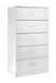 Baroni Home Commode met 5 laden, melamine, slaapkamer, woonkamer, modern meubel, wit, 60 x 40 x 110 cm
