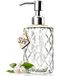 JASAI Diamond Design Zeepdispenser van glas met roestvrijstalen pomp 304 zeepdispenser voor badkamer voor handzeep, zeep, lotion (transparant)